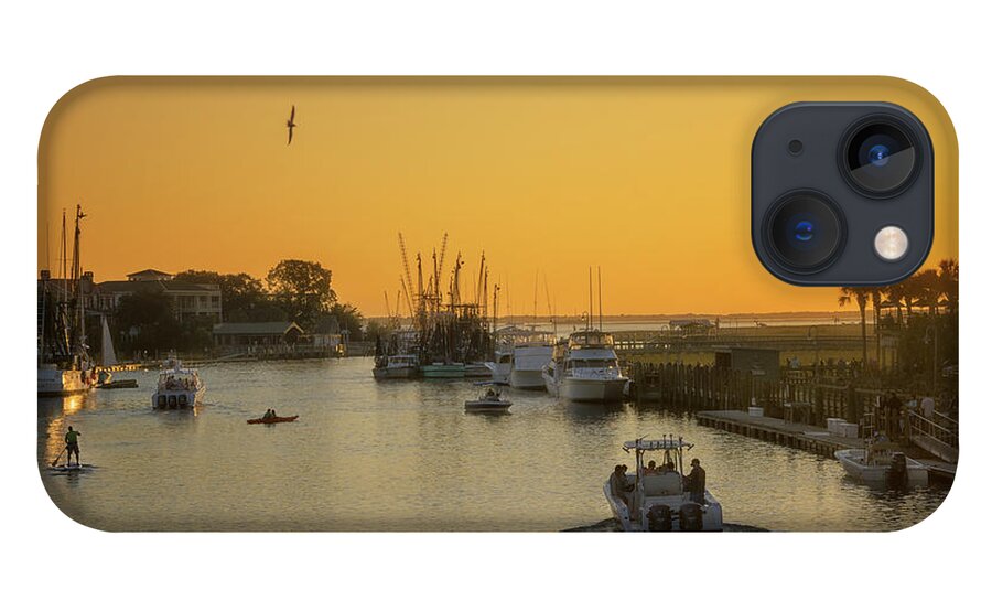 #shemcreek#southcarolina#lowcountry#mountpleasant#seascape#boats iPhone 13 Case featuring the photograph Shem Creek in Mount Pleasant, South Carolina by Darylann Leonard Photography