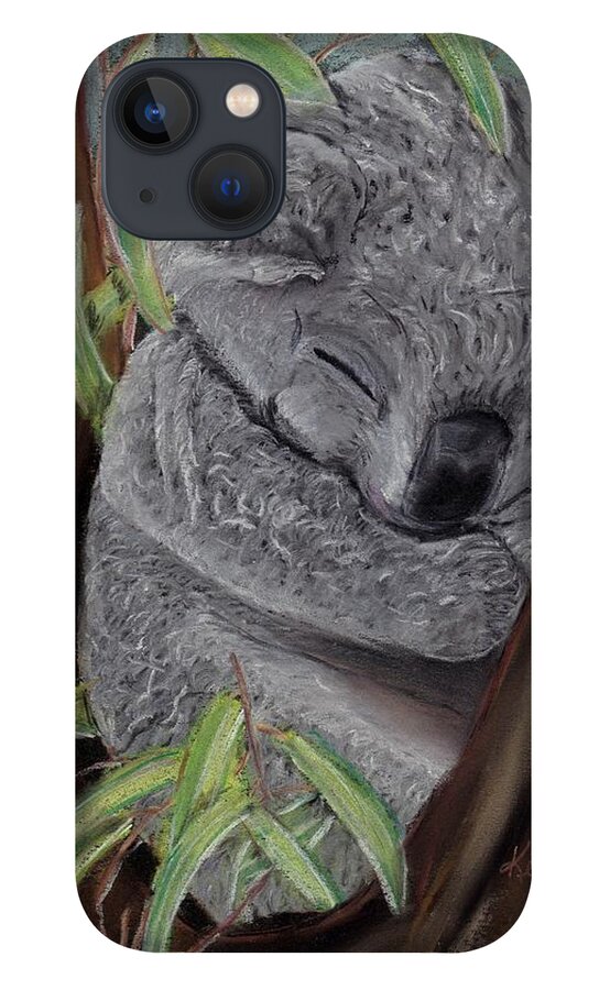 Koala iPhone 13 Case featuring the pastel Shhh Koala Bear Sleeping by Kelly Mills