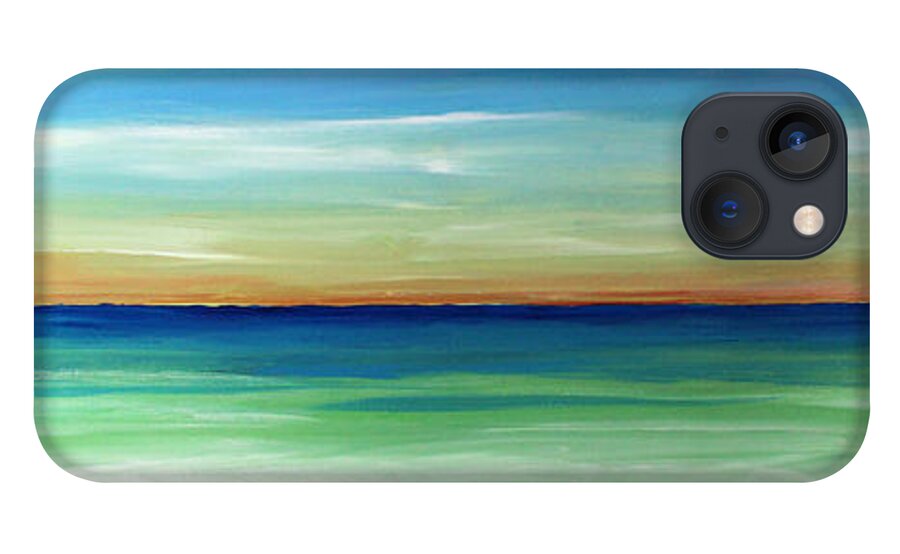 Sunset iPhone 13 Case featuring the painting Shimmering Sunset by Robyn Saunders