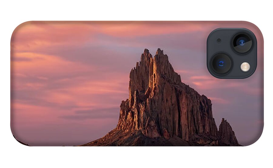 Shiprock Pinnacle iPhone 13 Case featuring the photograph Shiprock at Sunset by Angela Moyer
