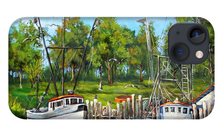 Louisiana Shrimp Boat iPhone 13 Case featuring the painting Shrimping Boats by Dianne Parks
