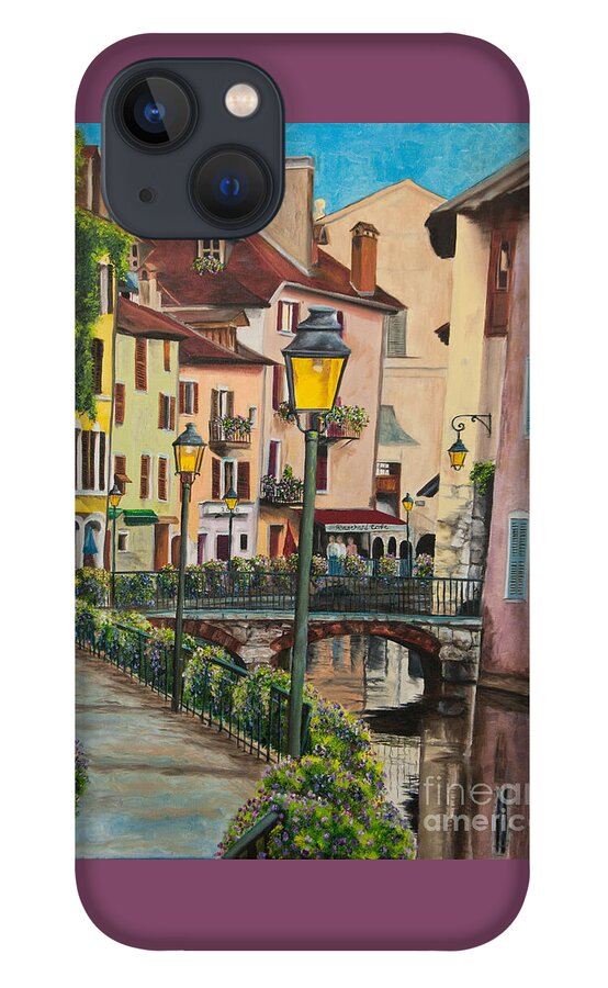 Annecy France Art iPhone 13 Case featuring the painting Side Streets in Annecy by Charlotte Blanchard