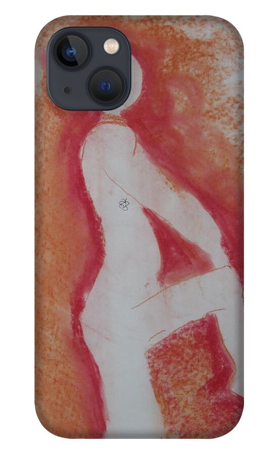 Red iPhone 13 Case featuring the drawing Silhouetted Figure by AJ Brown