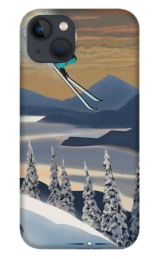 Retro Ski Art iPhone 13 Case featuring the painting Silver Star ski poster by Sassan Filsoof