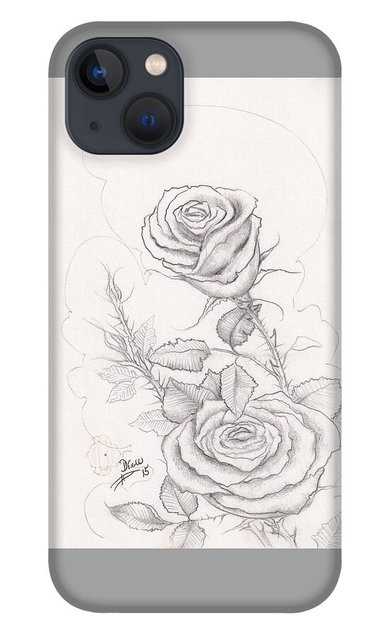 Rose Line Art Drawing iPhone Case