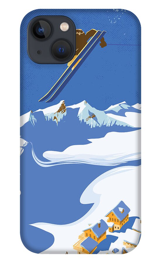 Ski iPhone 13 Case featuring the painting Sky Skier by Sassan Filsoof