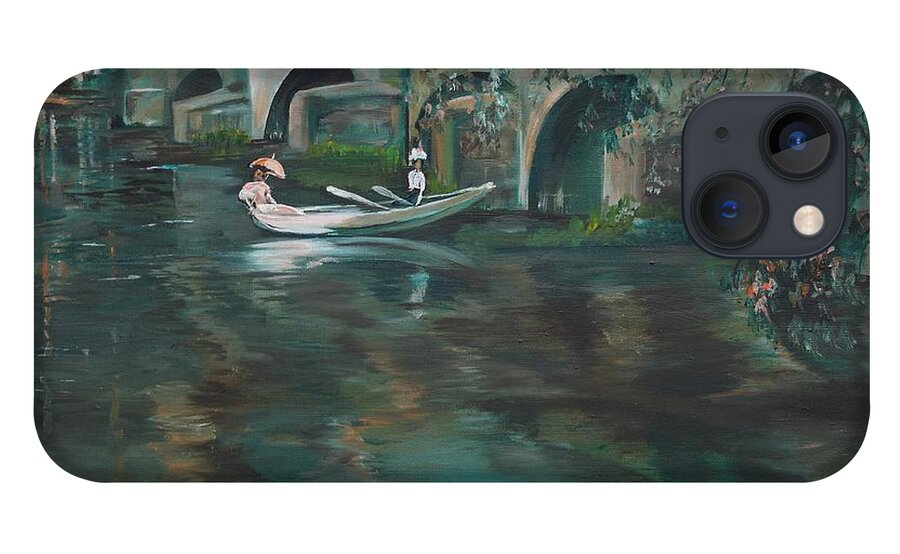 River iPhone 13 Case featuring the painting Slow Boat - LMJ by Ruth Kamenev