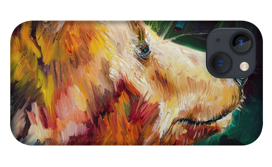 Bear Art iPhone 13 Case featuring the painting Sniff Bear by Diane Whitehead