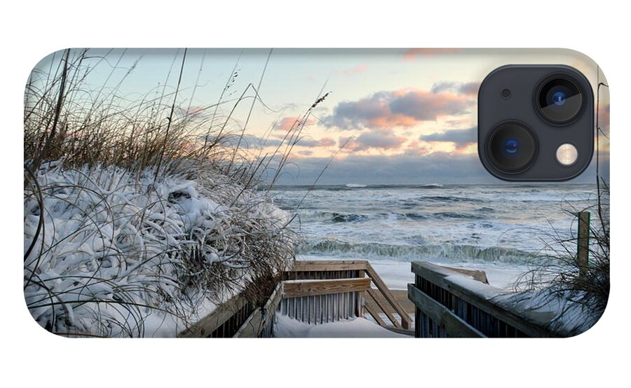 Obx Sunrise iPhone 13 Case featuring the photograph Snow day at the Beach by Barbara Ann Bell