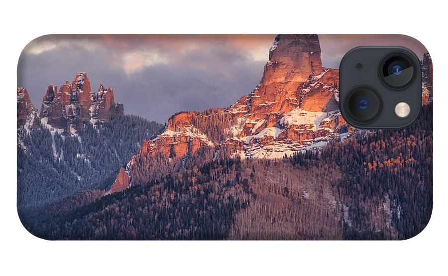 Chimney Rock iPhone 13 Case featuring the photograph Snow On Chimney Rock by Denise Bush