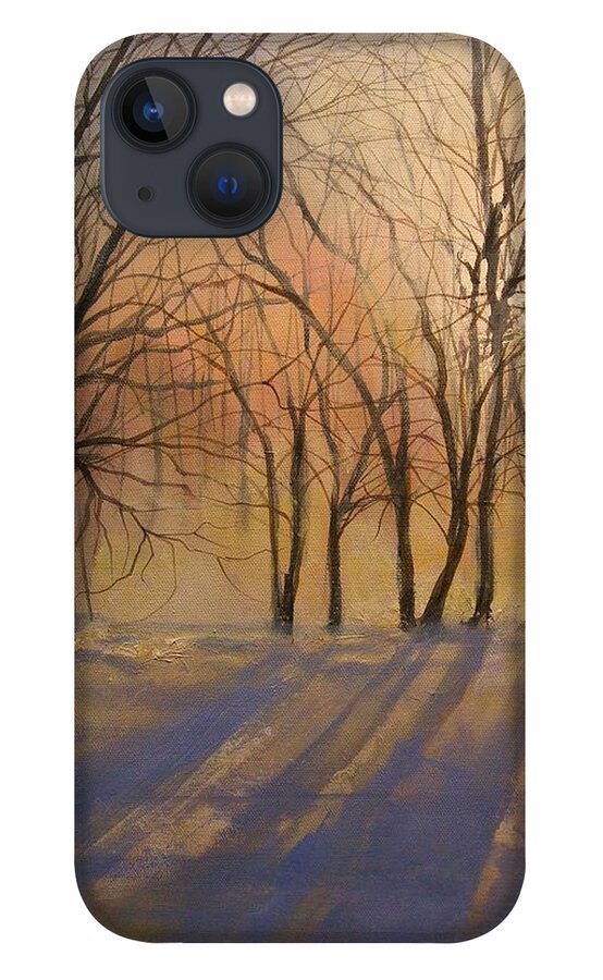  Impressionist Painting iPhone 13 Case featuring the painting Snow Shadows by Tom Shropshire