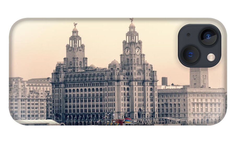 Pier iPhone 13 Case featuring the photograph Snowdrop Dazzles in front of the Liverbirds by Spikey Mouse Photography