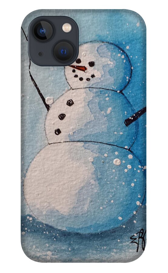 Snowman iPhone 13 Case featuring the painting Snowman 2016  4 by Elise Boam