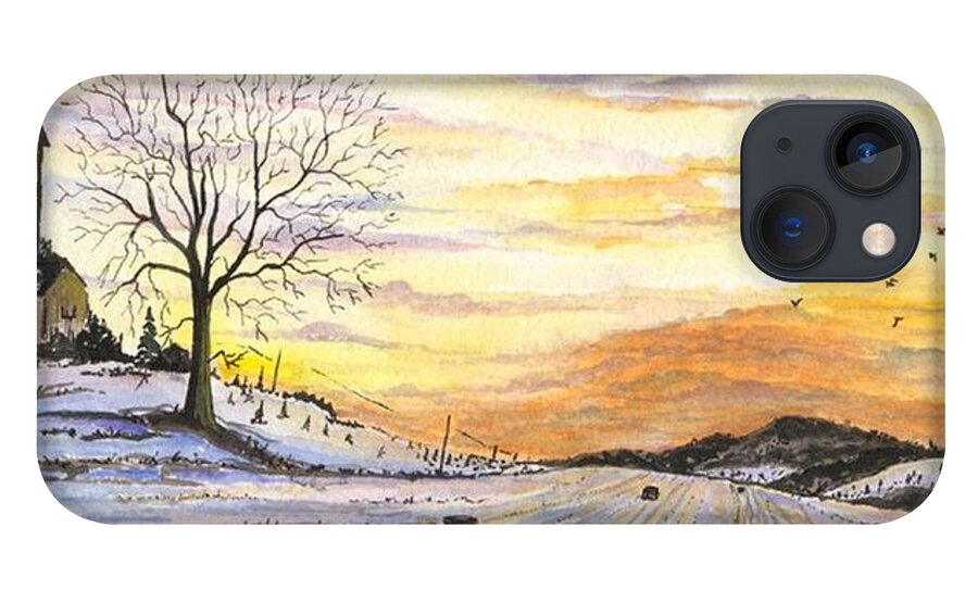 Agriculture iPhone 13 Case featuring the digital art Snowy Farm by Darren Cannell
