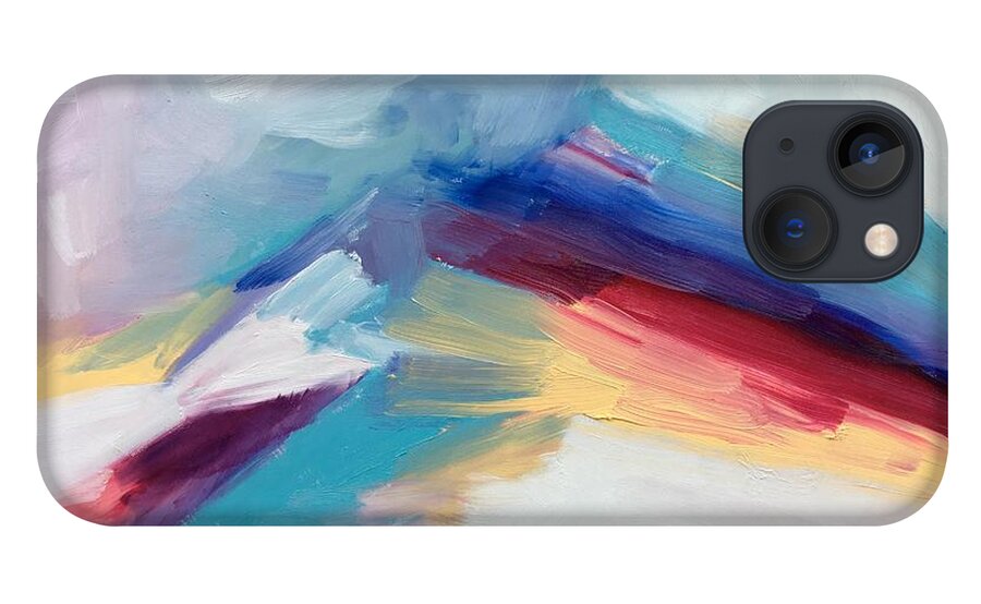 Colorful Abstract iPhone 13 Case featuring the painting Snowy Mountain by Suzanne Giuriati Cerny