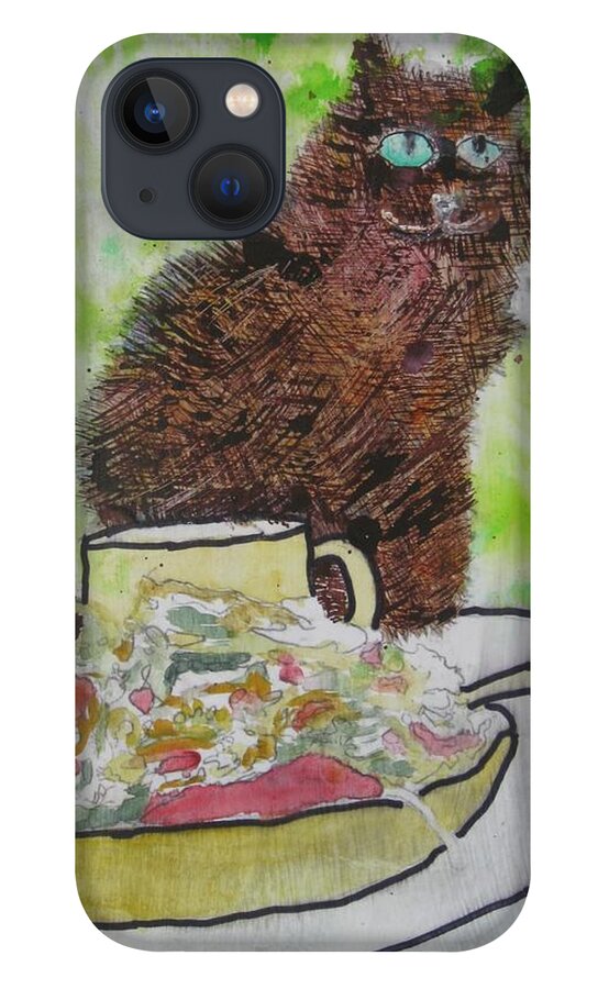 Green iPhone 13 Case featuring the painting So by AJ Brown