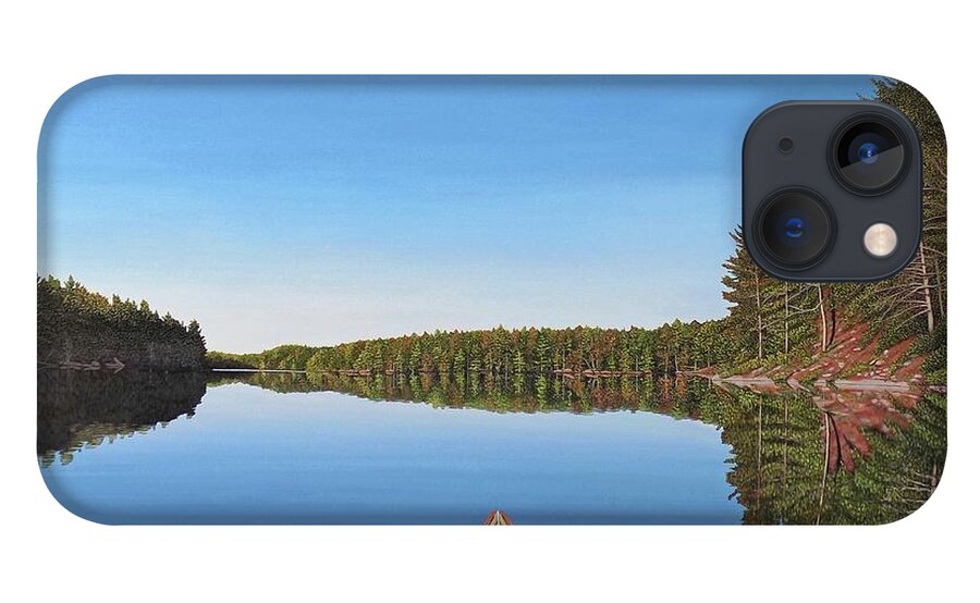 Spider Lake iPhone 13 Case featuring the painting Spider Lake Paddle by Kenneth M Kirsch