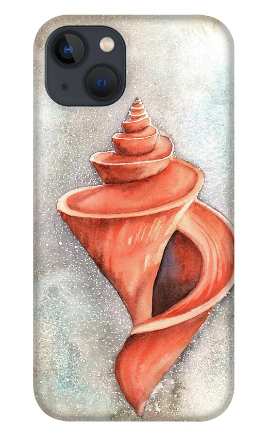 Seashell iPhone 13 Case featuring the painting Spiral Shell by Hilda Wagner