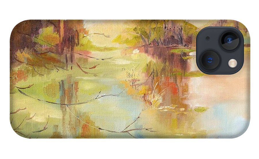  iPhone 13 Case featuring the painting Spring comes by Kim PARDON