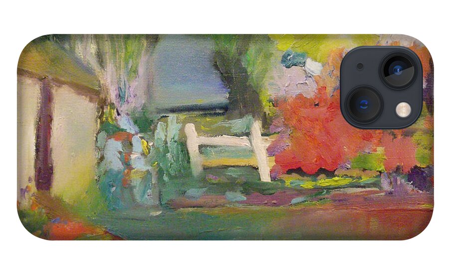 Abstract iPhone 13 Case featuring the painting Spring House by Susan Esbensen