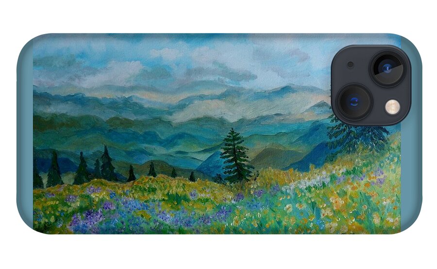 Spring iPhone 13 Case featuring the painting Spring In Bloom - Mountain Landscape by Julie Brugh Riffey
