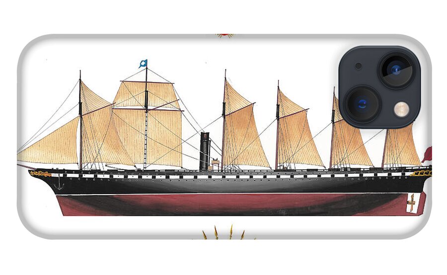 Great Britain iPhone 13 Case featuring the mixed media SS Great Britain by The Collectioner