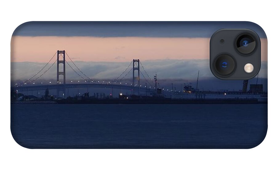 Bridge iPhone 13 Case featuring the photograph SS Keewatin and Mackinac Bridge by Keith Stokes