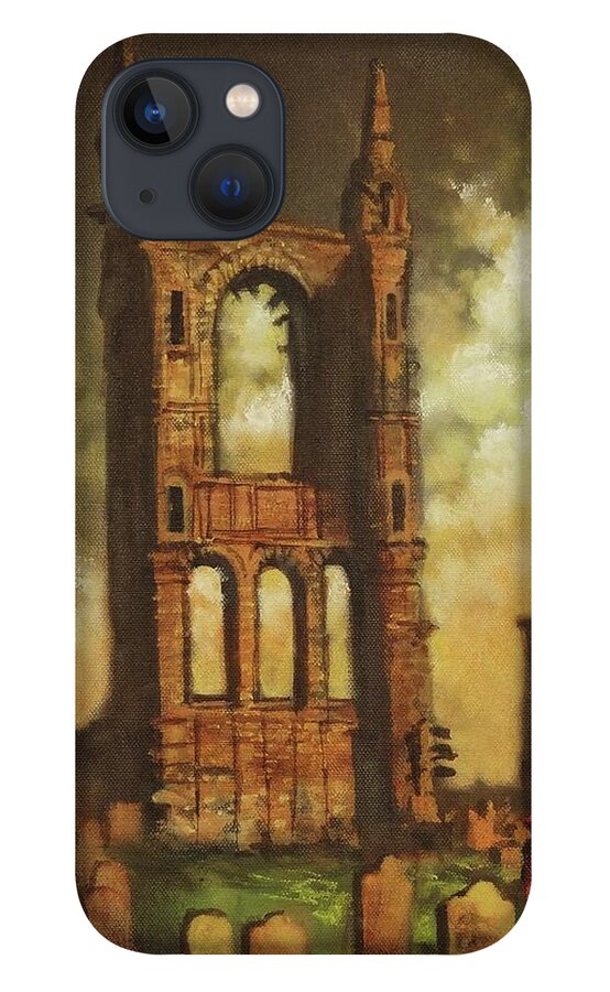 St Andrews Cathedral; Fife iPhone 13 Case featuring the painting St Andrews Cathedral by Tom Shropshire