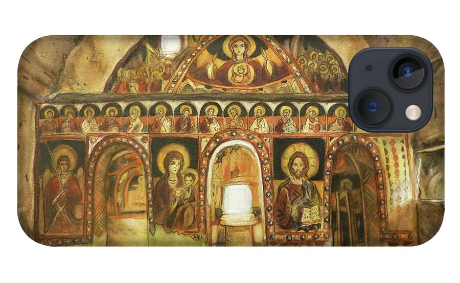 Bulgaria iPhone 13 Case featuring the painting St. Nikola Church, Tzarevec, Bulgaria by Henrieta Maneva