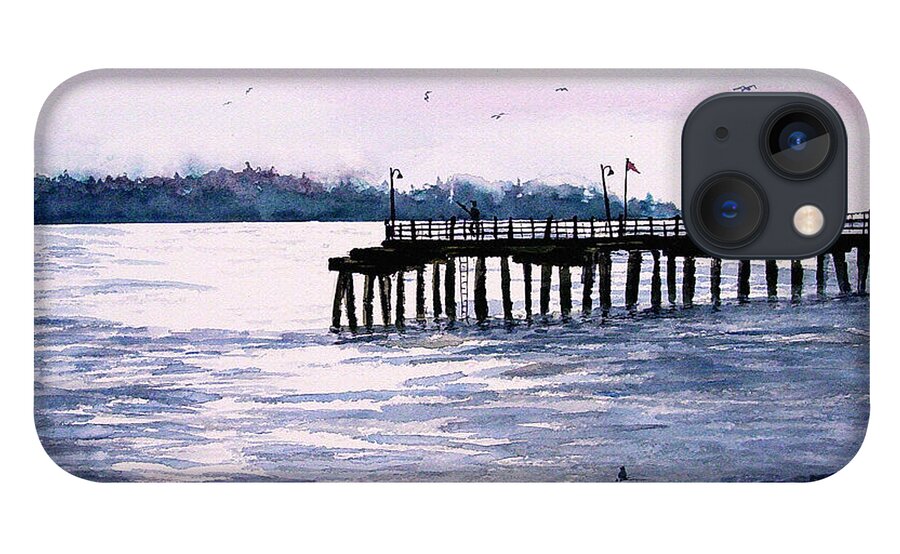 Fishing iPhone 13 Case featuring the painting St. Simons Island Fishing Pier by Sam Sidders