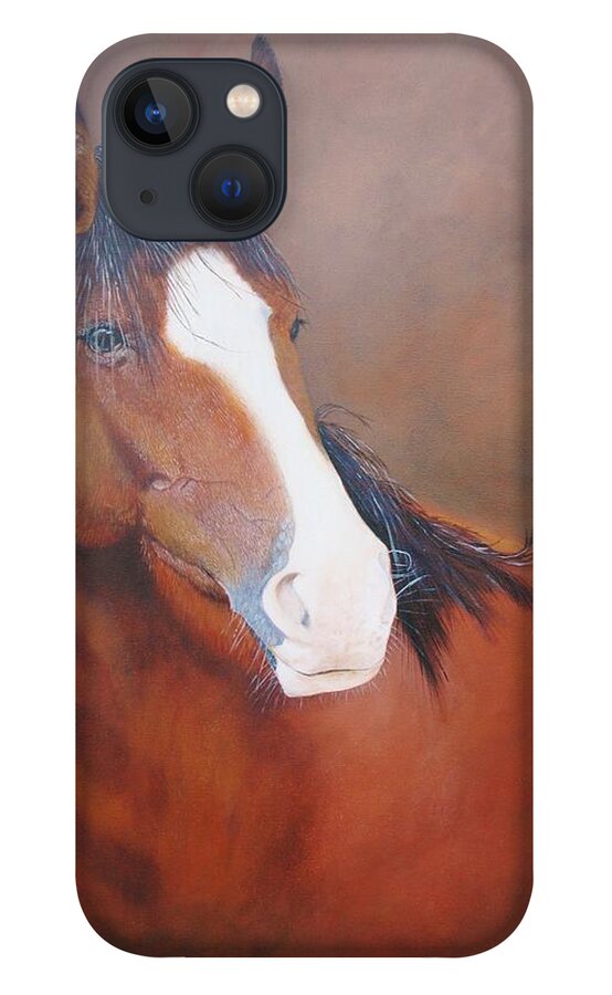 Horse iPhone 13 Case featuring the painting Stallion portrait by Jean Yves Crispo