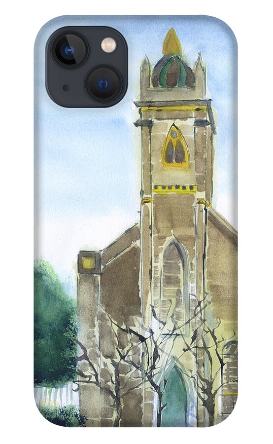 Stella Maris Church iPhone 13 Case featuring the painting Stella Maris Church by Frank Bright