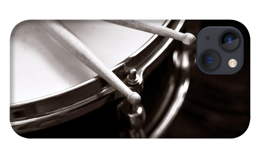 Drum Art iPhone 13 Case featuring the photograph Sticks on Snare Drum by Rebecca Brittain