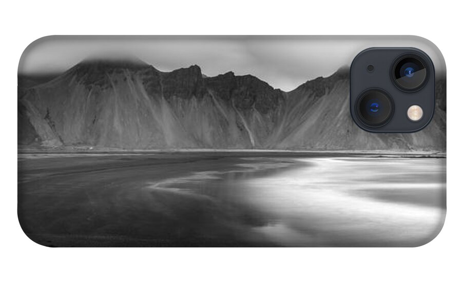 Stokksnes iPhone 13 Case featuring the photograph Stokksnes iceland BandW by Gunnar Orn Arnason
