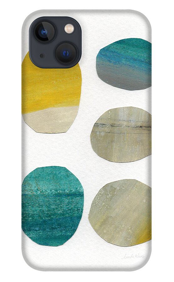 Abstract Art iPhone 13 Case featuring the mixed media Stones- abstract art by Linda Woods