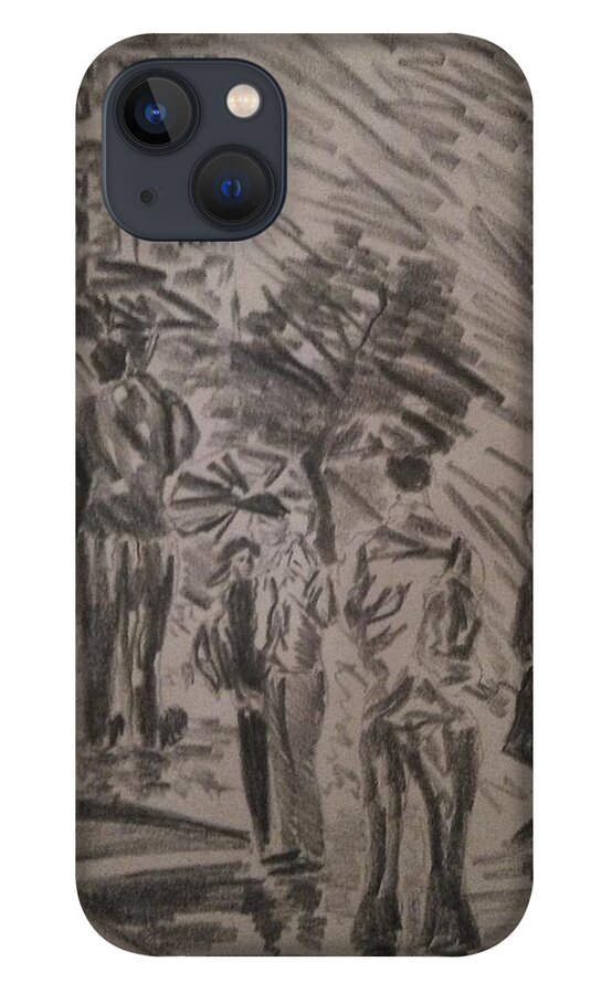 Cityscape iPhone 13 Case featuring the drawing Storm #4 by Angela Weddle