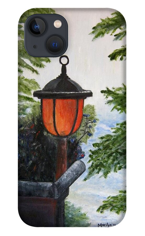 Solar Light iPhone 13 Case featuring the painting Storm on Lake of the Woods by Marilyn McNish