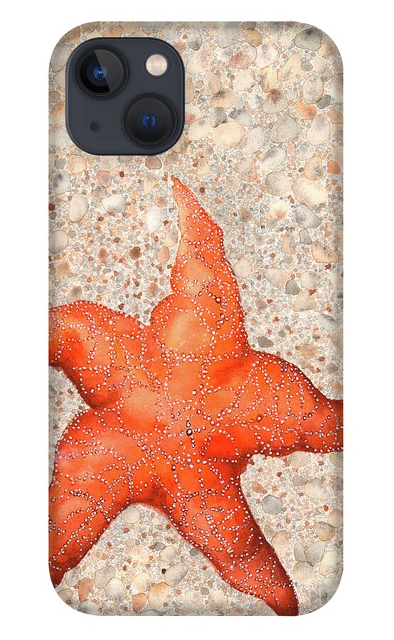 Starfish iPhone 13 Case featuring the painting Stranded Starfish by Hilda Wagner