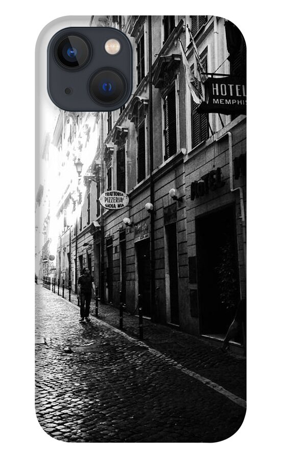 Rome iPhone 13 Case featuring the photograph Streets of Rome 2 Black and White by Angela Rath