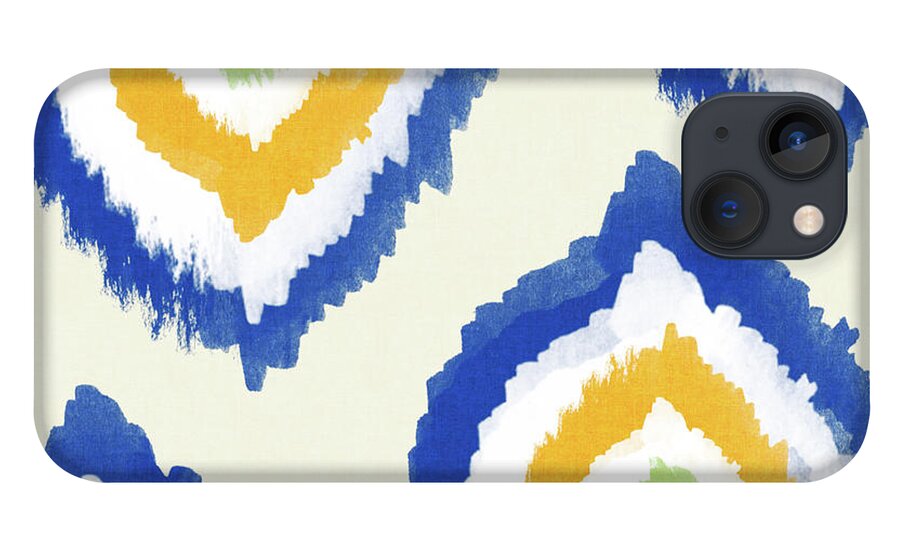 Blue iPhone 13 Case featuring the painting Summer Ikat- Art by Linda Woods by Linda Woods