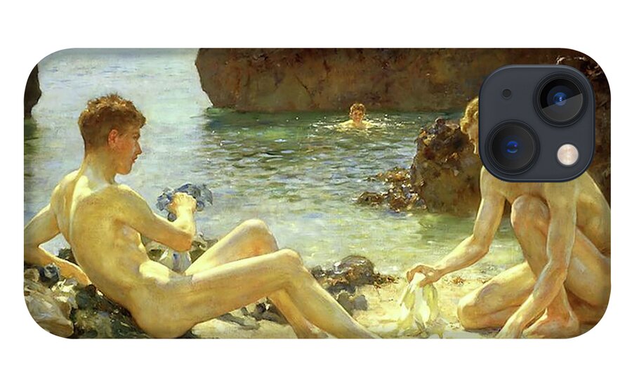 Henry Scott Tuke iPhone 13 Case featuring the painting Sun Bathers by Henry Scott Tuke