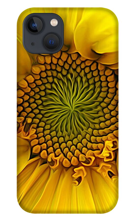 Sunflower Macro iPhone 13 Case featuring the photograph Sunflower Macro Expressionist Effect by Rose Santuci-Sofranko