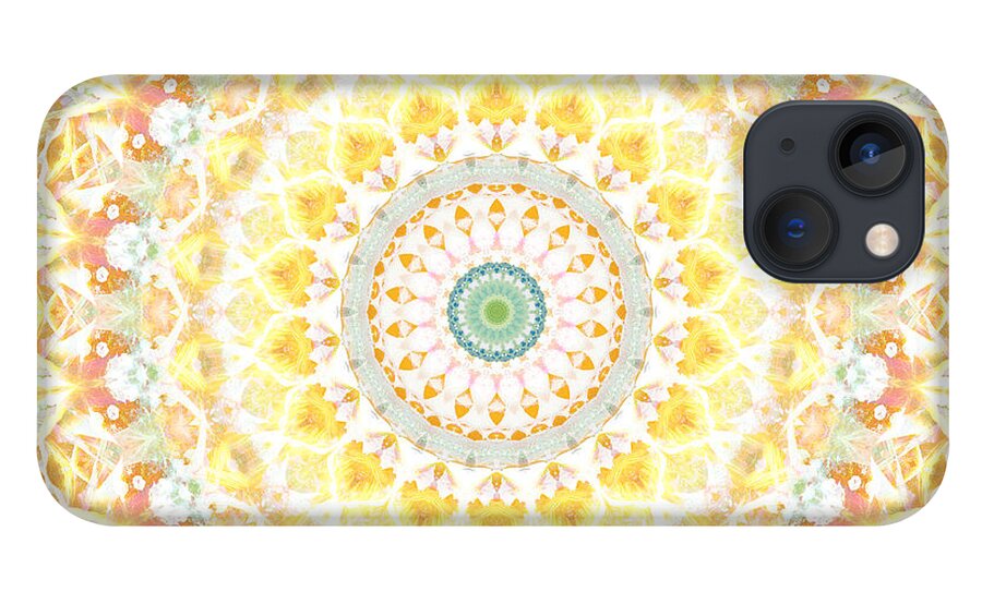 Sunflower iPhone 13 Case featuring the painting Sunflower Mandala- Abstract Art by Linda Woods by Linda Woods