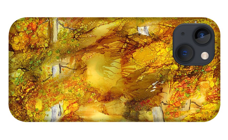 Aspen iPhone 13 Case featuring the painting Sunlight Dancing in the Aspen Forest by Charlene Fuhrman-Schulz