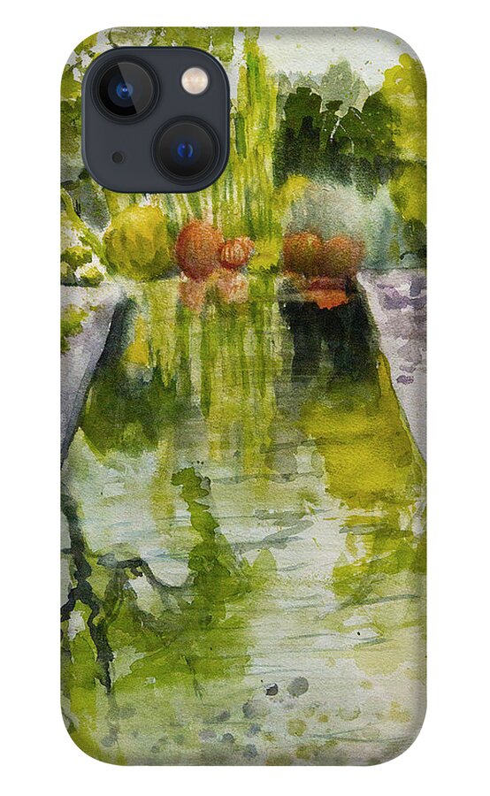 Landscape iPhone 13 Case featuring the painting Infinity Pool In the Gardens at Annenburg Estate by Maria Hunt