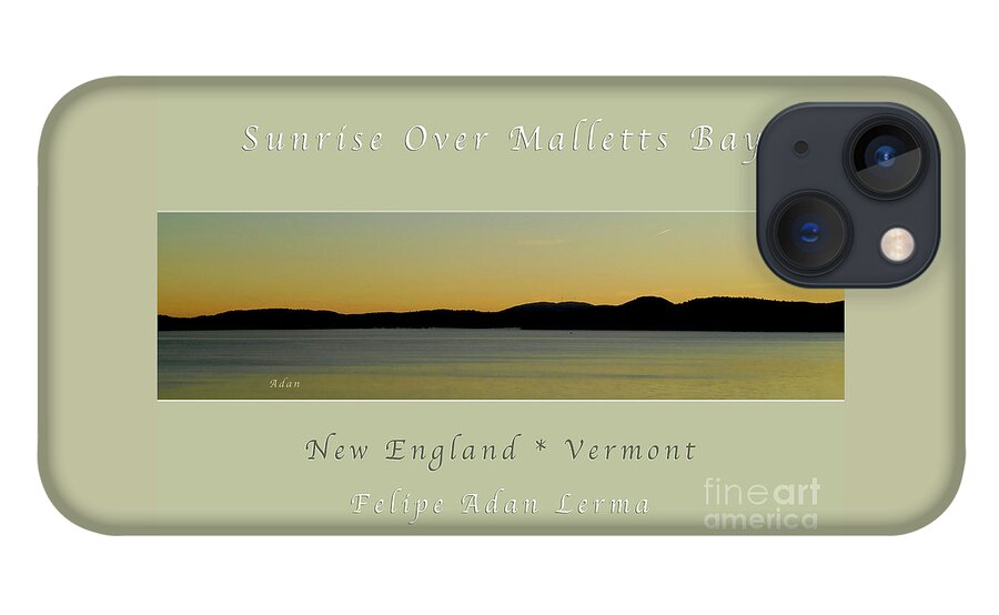Malletts Bay iPhone 13 Case featuring the photograph Sunrise Over Malletts Bay Greeting Card and Poster - Six v4 by Felipe Adan Lerma