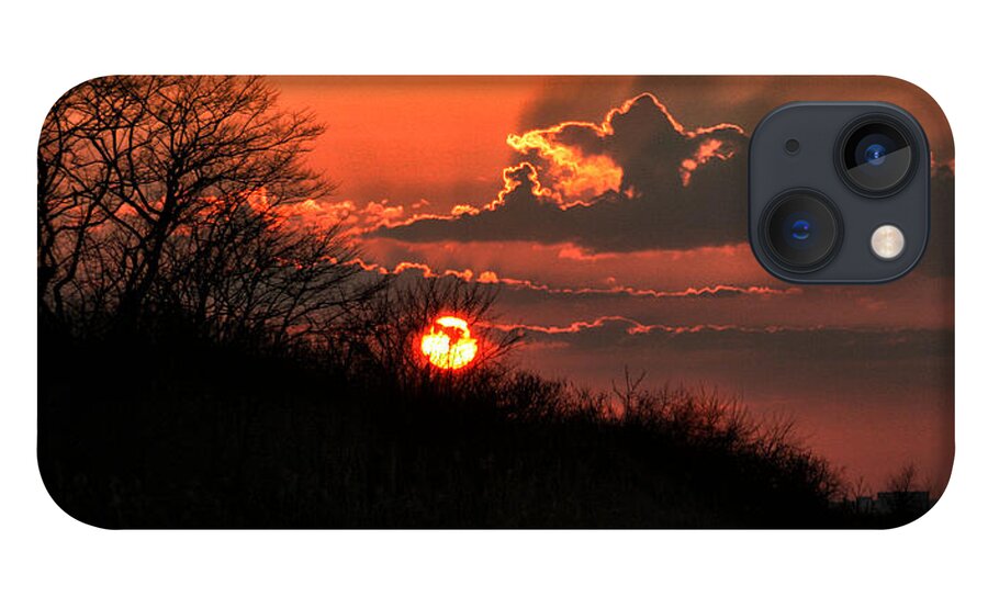 Sun iPhone 13 Case featuring the photograph Sunset Behind a Knoll by William Selander