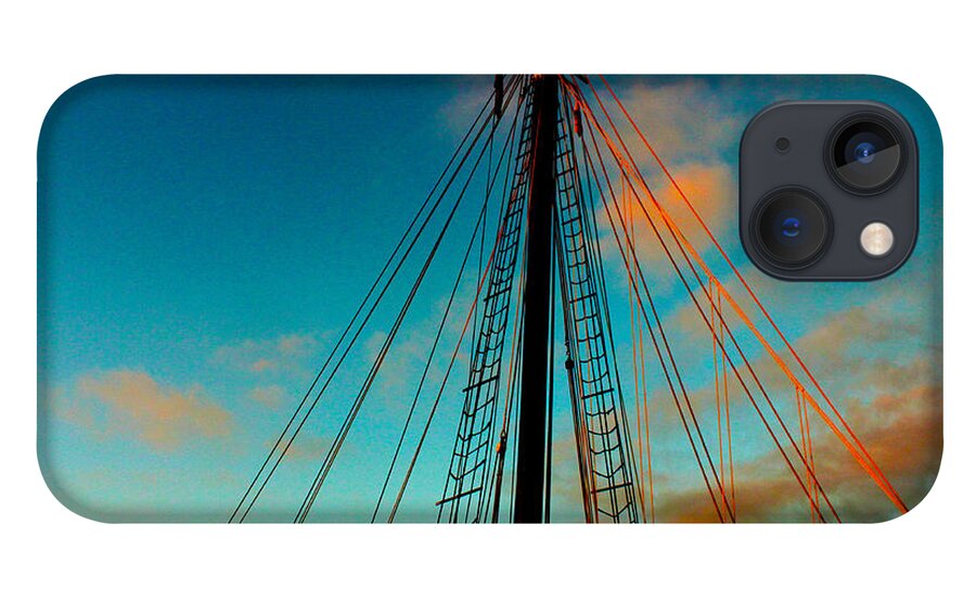 Mast iPhone 13 Case featuring the digital art Sunset Mast by Susan Vineyard