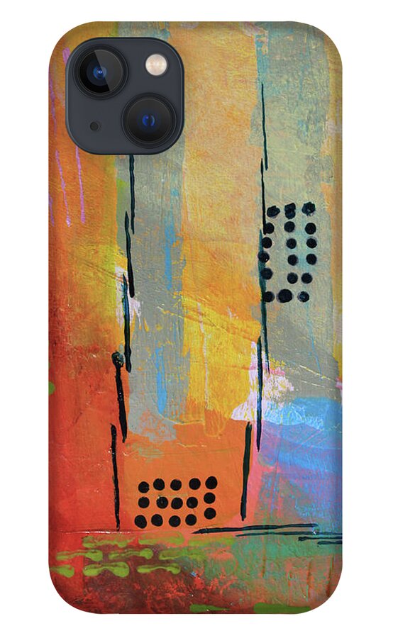 Abstract iPhone 13 Case featuring the mixed media Sunset Park by April Burton