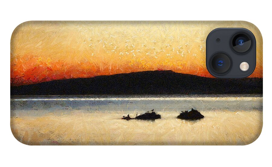 Art iPhone 13 Case featuring the painting Sunset Seascape by Dimitar Hristov